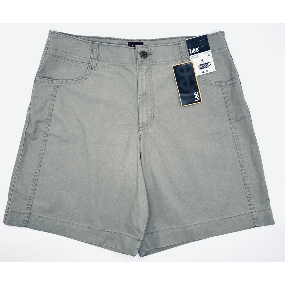 Lee Womens Bermuda Shorts Mushroom Beige 8in Inseam Size 12 Stretch NEW